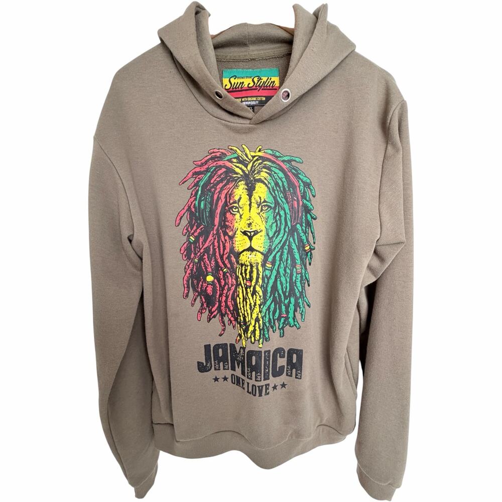 Sun Stylin Jamaica Lion Hoodie Mens XXL
